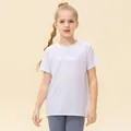 Girls loose quick-dry sports t-shirt in white breathable mesh fabric for running - 120 / White