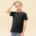 Kids black breathable quick-dry sports t-shirt with crew neck and raglan sleeves - 120 / Black