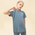 Blue-grey breathable quick-dry kids sports t-shirt with mesh texture for girls - 120 / Grey Blue