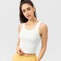 White high-impact sports bra for women with sleeveless design and scoop neck - 2/XS / Tops / White