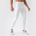 Atmungsaktive Yoga-Leggings für Herren in Reinweiß mit hoher Elastizität und Passform - S / Unterteile / Weiß