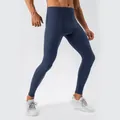 Atmungsaktive Herren Yoga-Leggings in Dunkelblau mit hoher Elastizität für Training - Marineblau