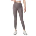 Women's V-waist yoga leggings in dark grey purple marble print with tummy control - S / Bottoms / Tie-dye Mauve