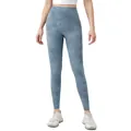 Women's V-waist yoga leggings in blue and gray tie-dye print for athletic performance - S / Bottoms / Tie Dye Blue