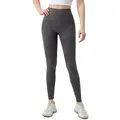 Women's high waisted dark grey yoga pants with V-seam waist and nude-feel printed texture - Tie-Dye Dark Gray