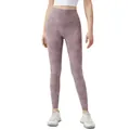 High-waisted printed yoga leggings featuring purple marble tie-dye pattern on the fabric - Tie-Dye Purple Red