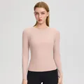 Slim fit long sleeve yoga top in pale lotus pink with high elasticity for women - S / Pottery Pink