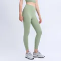 High-waisted light green yoga leggings in 7/8 length for professional fitness training - S / Bottoms / Fruit Green