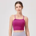 Magenta racerback sports bra with ruched neckline and wide elastic band for yoga - S / Tops / Rose Red