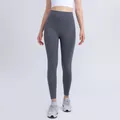 High-waisted seamless dark grey yoga pants with sculpting elastic fabric for gym fitness - S / Bottoms / Sea Rock Grey