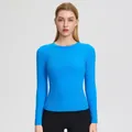 Slim fit royal blue long sleeve yoga top for women made of high elastic fabric - S / Royal Blue
