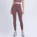 High-waisted push-up yoga leggings in dusty purple matte stretch fabric for fitness - S / Bottoms / Dove Coffee
