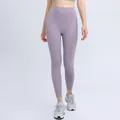 Leggings da yoga color lavanda a vita alta con design senza cuciture ed elastico - S / Lavanda