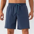 Pantalones cortos deportivos para hombre azul marino con cintura elástica y cordón - S / Azul Grisáceo