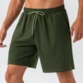 Pantalones cortos de deporte para hombre verde oliva de secado rápido con cordón ajustable - S / Verde Musgo