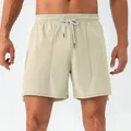 Pantaloncini sportivi beige da uomo con coulisse e spacchetti laterali pratici - Avorio