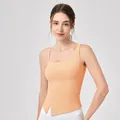 Asymmetrisches hellorangefarbenes Yoga-Tanktop mit einzigartigem Ein-Schulter-Design - S / Oberteile / Pfirsichflaum