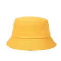 Close-up of bright yellow cotton bucket hat showing detailed reinforced stitching on the brim - One Size / Yellow
