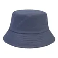 Detail of parallel stitching on the brim of a navy blue cotton twill bucket hat - One Size / Gray