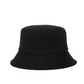 Detailed view of the reinforced stitching and pure cotton fabric on a black bucket hat - One Size / Black
