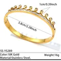 Kronenförmiger Armreif aus 18K Gold Edelstahl mit funkelndem Kristallbesatz - Eleganter Kronenförmiger Stil (SS-YS289)