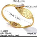 Blattdesign 18K vergoldetes Edelstahl-Armband mit Pavé-Kristallen in Gold-Finish - Exquisites Goldenes Blatttextur-Stil (SS-YS290)
