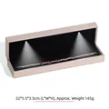 Champagne gold LED long jewelry box with black velvet interior for bracelets, 22x5.5x3.5cm - 22x5.5x3.5cm