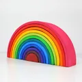 Montessori 12-piece large wooden rainbow stacking blocks for early learning - Large Twelve Layers / Rainbow (Pine Wood)