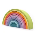 12-piece wooden rainbow stacker blocks in vibrant nested arched bridge shapes - Large Twelve Layers / Macaron (Pine Wood)