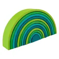 12-teilige Regenbogen-Stapelsteine aus Holz in Grüntönen für Montessori-Lernspielzeug - Grüne Regenbogen-lindenholz-bausteine