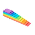 11-teiliges Regenbogen Holzbausteine Montessori pädagogisches Bauspielzeug Set - Farbige Bauleisten (verstärktes Lindenholz)