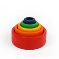 Fünffarbiges Montessori-Ineinandergreifendes Holzring-Set mit glatter Holzstruktur - Regenbogenschüssel