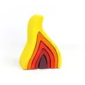 Fünfteiliges Holz-Stapelspielzeug in Flammenform mit natürlicher Holzmaserung - Flammenbausteine (kiefernholz)