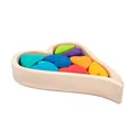 Regenbogen Stapelspielzeug aus Holz mit Herzform für die Montessori-Frühförderung von Kindern - Herzförmige Bausteine