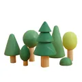 8-teiliges Set Holzspielzeug Wald in Morandi-Grün für Montessori-Vorschulerziehung - Kleine Waldbaüme