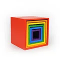 Verschachtelte Regenbogenbausteine aus Holz in 6 Farben für Montessori-Erziehung - Farbkasten