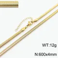 Polished gold plated flat snake bone chain necklace, 4mm wide, with lobster clasp closure - Kn239018-z