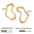 Golden irregular wave stainless steel earrings with waterproof 18k plating finish - Jdew2407010-s