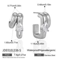 Stainless steel teardrop stone earrings, waterproof and hypoallergenic silver finish. - Water Drop Zirconia C-Shaped Double Layer Earrings (JDE0101338-S) / Silver