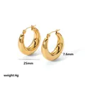 Polished 18K gold plated chunky 25mm hollow hoop earrings in stainless steel - Gold Tubular Hoop Earrings Style (EKR4-G)