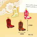 Retro cowboy boot alloy enamel charms for DIY jewelry making and keychain accessories, 27x18mm - Cowboy Boot