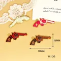 Vintage Western cowboy style revolver enamel charm for DIY jewelry making accessories - Cowboy Pistol