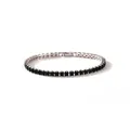 Minimalistisches 18k vergoldetes Armband mit quadratischen schwarzen Imitat-Obsidialsteinen - 3.0mm Quadratischer Stein (XSL1693) / Weißgold