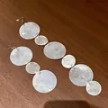 Boucles d'oreilles longues fleurs en perles avec glands en coquille blanche pour femme - Crochet D'oreille 16# - Blanc