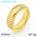 Gerippter Federring aus goldenem Edelstahl, 8 mm breit, Größen 7-10, Unisex-Schmuck - Größe 7 / 8mm Breite / Gold