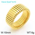 Vergoldeter Edelstahlring mit Rippenstruktur und breitem Federdesign - Größe 7 / 10mm Breite / Gold