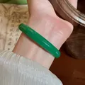 Eleganter grüner Chalcedon-Armreif für Damen mit minimalistischem rundem Design - Grün (Stil 4)