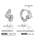 Pendientes huggie de acero inoxidable plateado con circonita en forma de pera fina - Aro de Oreja Circonia Gota (JDE0312229-S) / Plateado