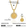 Vintage gold stainless steel medallion portrait necklace with sunburst pendant for women - Saint Benedict Medal Sunburst Style (JDN0101301) / Gold