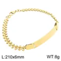 Gold-tone stainless steel ID bracelet with curved engravable plate, 210mm length. - Style 2 Cuban Chain (KB212541-KJX) / L:210x6mm / Gold